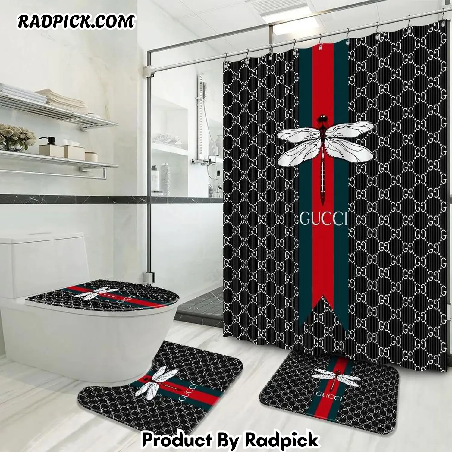 Gucci bathroom set luxury shower curtain waterproof luxury brand with logo gucci 17 160 bathroom set rp387808